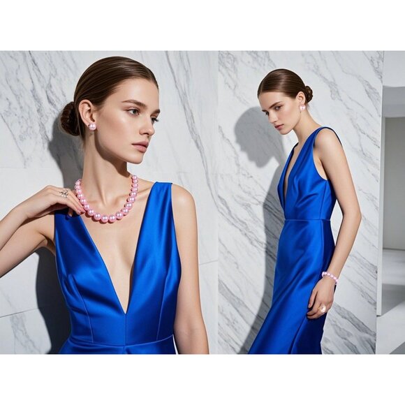 Faux Pearl Jewelry Set for Women Necklace Earrings Bracelet Ring Formal Wedding - Picture 2 of 7